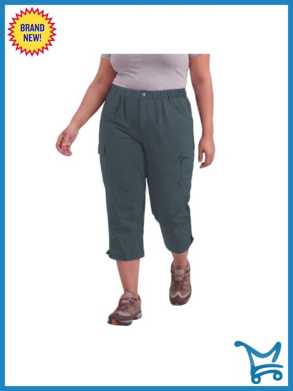 Plus Size Cargo Capris Quick Dry Hiking Wide Leg Cropped Pants 5 Pockets